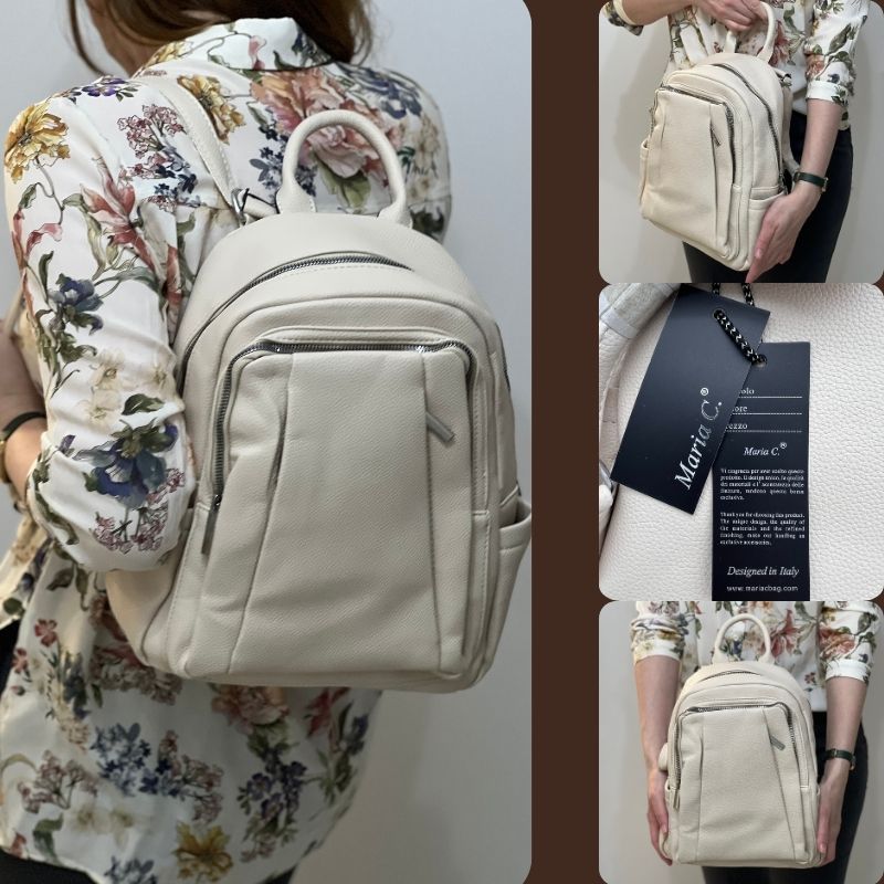 Rucsac de damă Maria C Italy, Piele Ecologica, Crem
